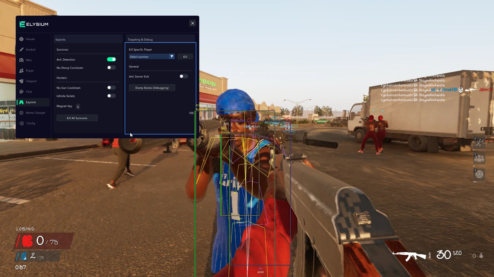 Hood Warfare 2 cheat gameplay with ESP and Elysium menu